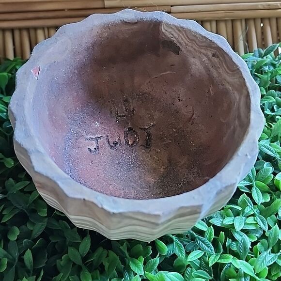Vintage Comanche Marbled Pottery Bowl Signed By Artist - Picture 3 of 8